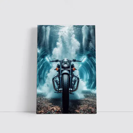 Classic Cruiser Motorcycle Underwater Wave Explosion