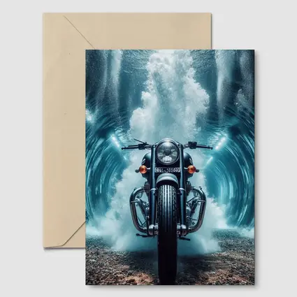 Classic Cruiser Motorcycle Underwater Wave Explosion
