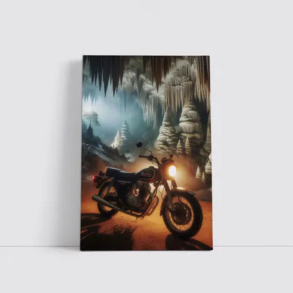 Suzuki Cafe Racer Motorcycle Inside Mystical Cave