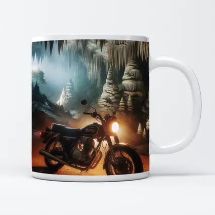 Suzuki Cafe Racer Motorcycle Inside Mystical Cave