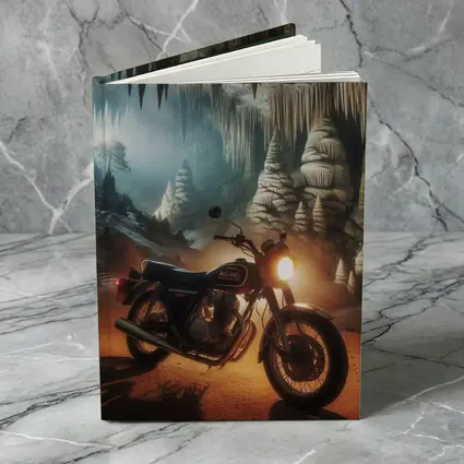 Suzuki Cafe Racer Motorcycle Inside Mystical Cave