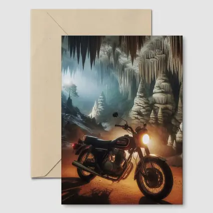 Suzuki Cafe Racer Motorcycle Inside Mystical Cave