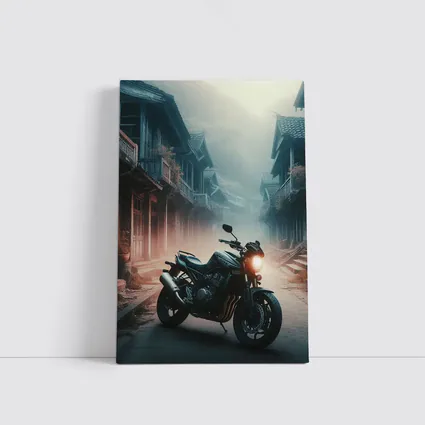 Naked Bike Motorcycle Misty Village Street