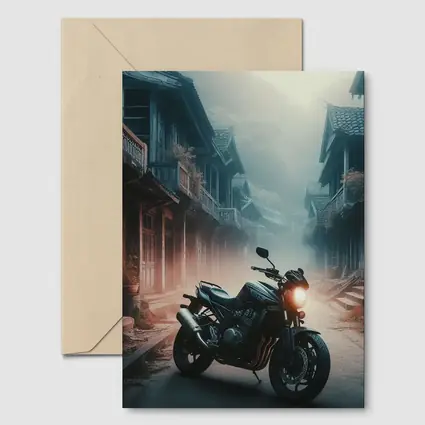 Naked Bike Motorcycle Misty Village Street