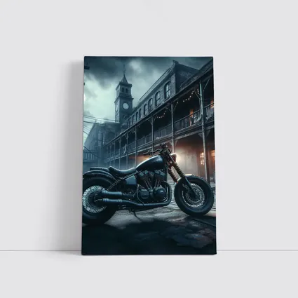 Dark Bobber Motorcycle Moody Gothic Street Scene