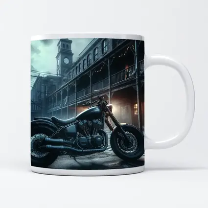 Dark Bobber Motorcycle Moody Gothic Street Scene