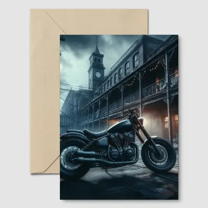 Dark Bobber Motorcycle Moody Gothic Street Scene