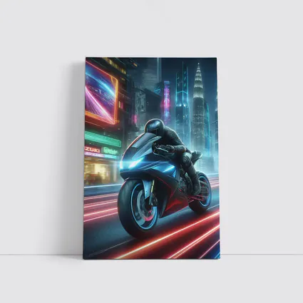 Futuristic Sport Bike Neon Cyberpunk City Night