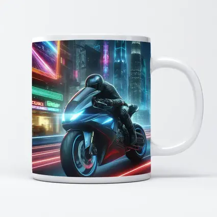 Futuristic Sport Bike Neon Cyberpunk City Night