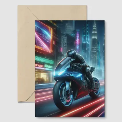 Futuristic Sport Bike Neon Cyberpunk City Night