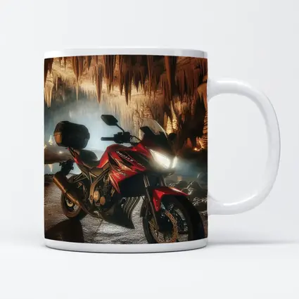 Red Honda Motorcycle Inside Dramatic Cave