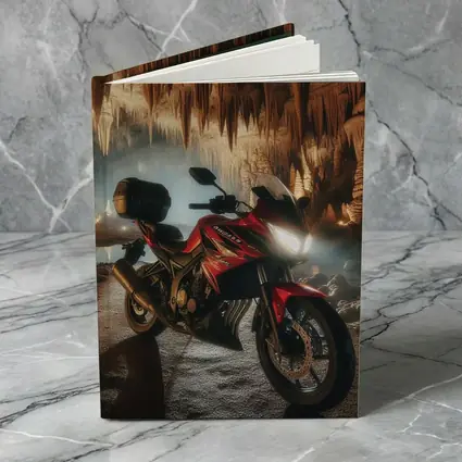 Red Honda Motorcycle Inside Dramatic Cave