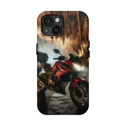 Red Honda Motorcycle Inside Dramatic Cave