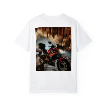Red Honda Motorcycle Inside Dramatic Cave