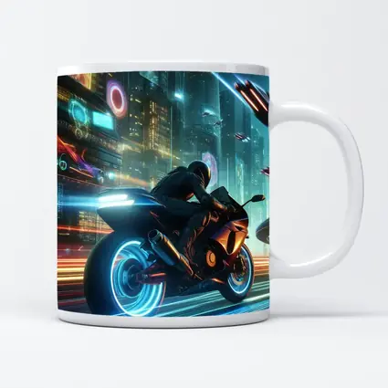Cyberpunk Sport Bike Neon Futuristic City