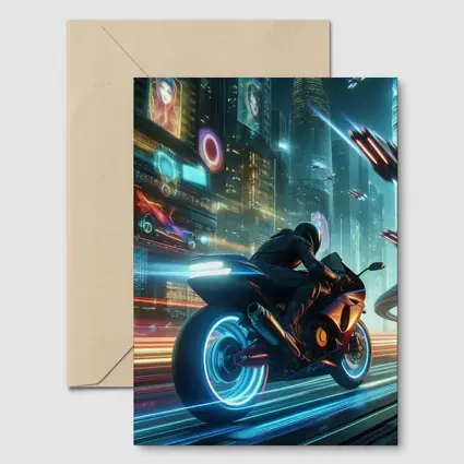 Cyberpunk Sport Bike Neon Futuristic City