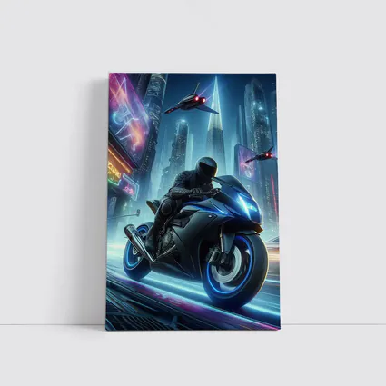 Cyberpunk Sport Bike Neon City Night