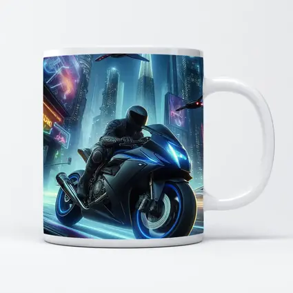 Cyberpunk Sport Bike Neon City Night