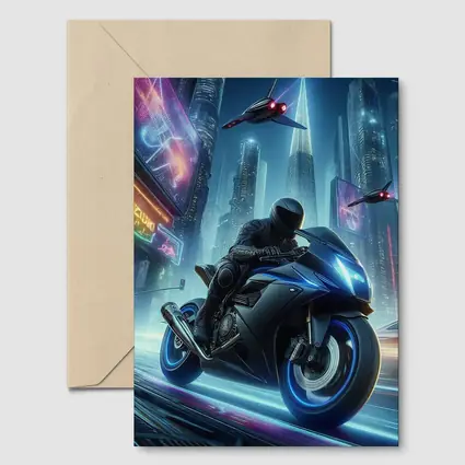 Cyberpunk Sport Bike Neon City Night