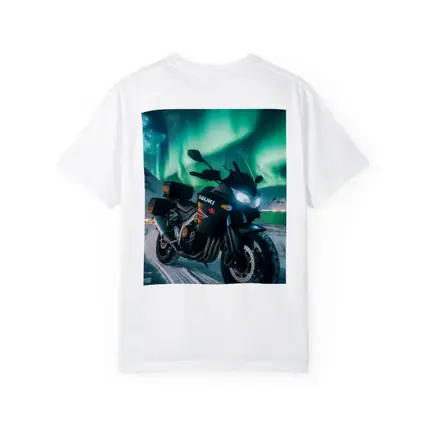 Suzuki Motorcycle Parked Under Northern Lights