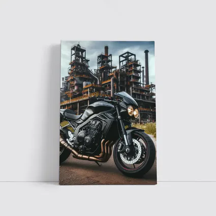 Black Naked Bike Industrial Refinery Background