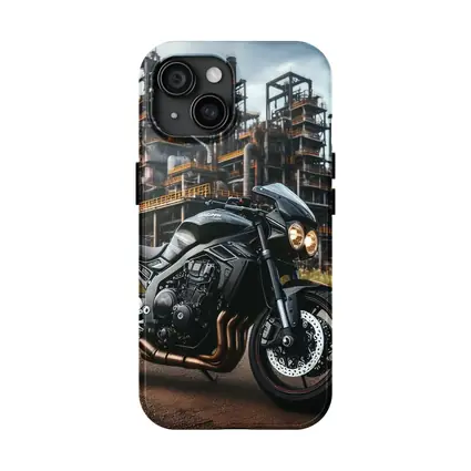 Black Naked Bike Industrial Refinery Background