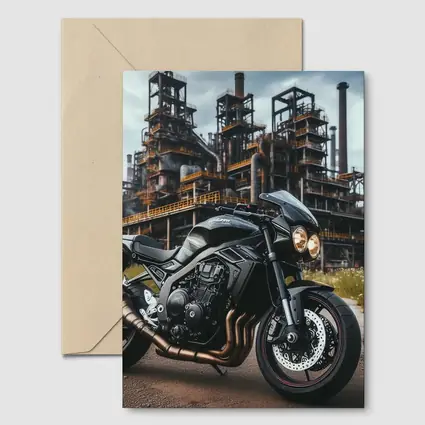 Black Naked Bike Industrial Refinery Background