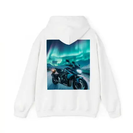 Suzuki Motorcycle Under Northern Lights Winter