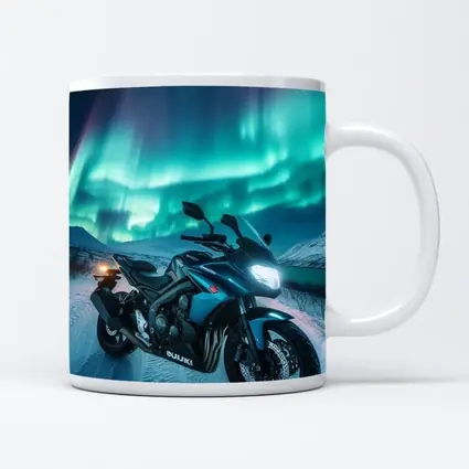 Suzuki Motorcycle Under Northern Lights Winter