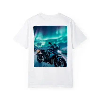 Suzuki Motorcycle Under Northern Lights Winter