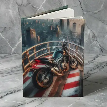 Sport Bike Rooftop City Skyline View