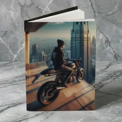 Scrambler Motorcycle Rider City Skyline View
