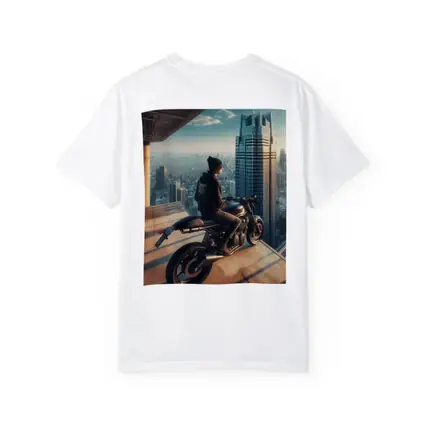 Scrambler Motorcycle Rider City Skyline View