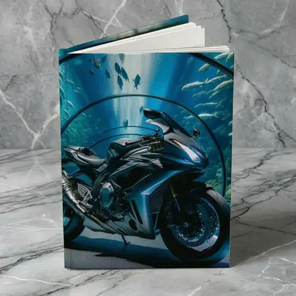 Sport Bike Inside Blue Aquarium Tunnel