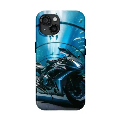 Sport Bike Inside Blue Aquarium Tunnel
