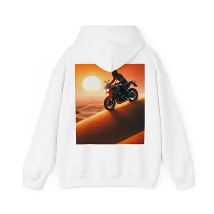 Sport Bike Rider Crossing Desert Sand Dunes Sunset