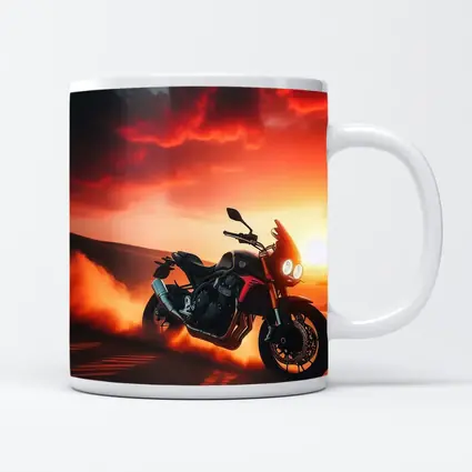 Naked Bike Desert Sunset Dramatic Red Sky