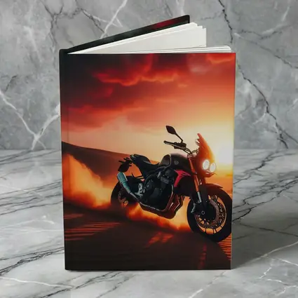 Naked Bike Desert Sunset Dramatic Red Sky