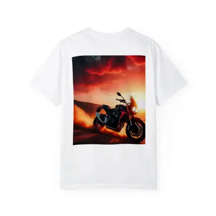 Naked Bike Desert Sunset Dramatic Red Sky