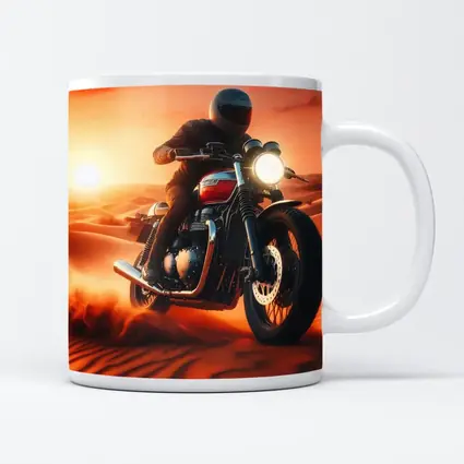 Scrambler Motorcycle Rider Desert Sunset Dunes