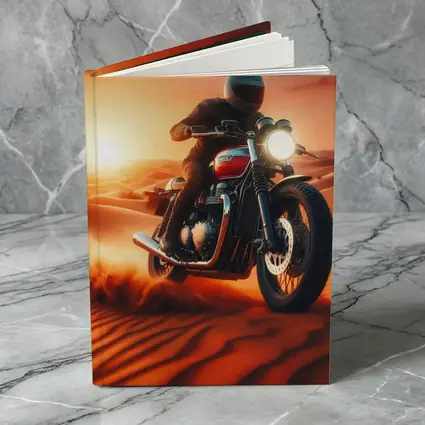 Scrambler Motorcycle Rider Desert Sunset Dunes