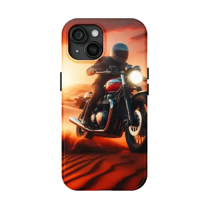 Scrambler Motorcycle Rider Desert Sunset Dunes