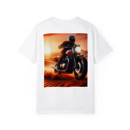 Scrambler Motorcycle Rider Desert Sunset Dunes