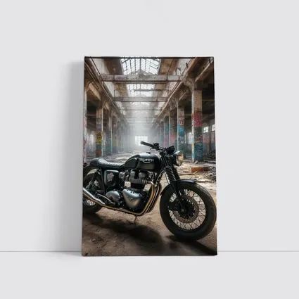 Triumph Motorcycle Parked Inside Abandoned Factory