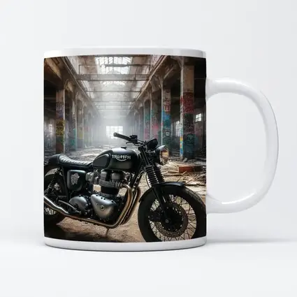 Triumph Motorcycle Parked Inside Abandoned Factory