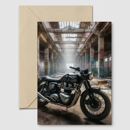 Triumph Motorcycle Parked Inside Abandoned Factory