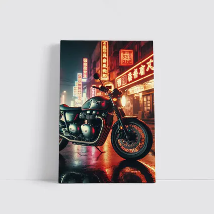 Triumph Motorcycle Neon City Street Night