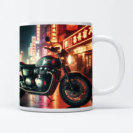 Triumph Motorcycle Neon City Street Night