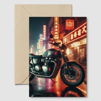 Triumph Motorcycle Neon City Street Night