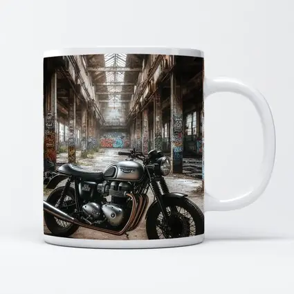 Triumph Motorcycle Parked Abandoned Industrial Warehouse